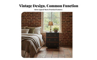2-Drawer Rolling Chest Vintage Design Bedside Table Distressed Finish effortless Sliding for Guesthouse Owners, Students, Study