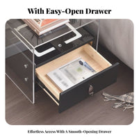 Clear Frame Smart Table Wireless Charging Nightstand 3-Color LED Light
