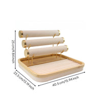 Bamboo Jewelry Organizer Rounded Corners Bamboo Band Tray Soft Lining Household Storage