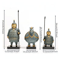 3 Pieces Terracotta Warrior Figurines Collectible Souvenir Elegant for Office