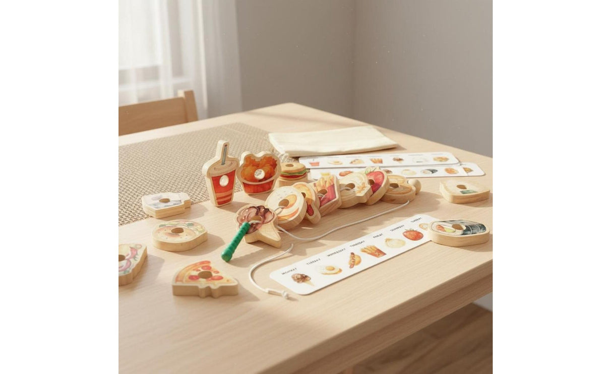 Wooden Lacing Bead Set Hand Eye Coordination   Logical Thinking Training Young Child Threading Toy for Preschool, Classroom