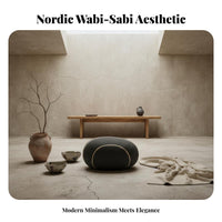 Nordic Design Curved Patchwork Pouf Wabi-Sabi Aesthetic Low Stool sophisticated design Ottoman Two-Tone for Art Lovers, Interior Designers, Living Room, Lounge Area, Bedroom, Entryway