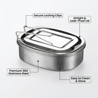 Stainless Steel Lunch Box, Stackable Multi Layer Lunch Box for Work, Folding Handle Lunch Box, Secure Buckle Lunch Box, Steel Lunch Box for Office