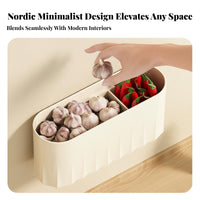 Ginger Garlic Storage Container Easy Installation Hook-and-Hang Wall Holder Multifunctional Wall Mounted Storage Box for Washroom, Pantry