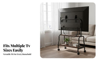 Mobile TV Stand Floor TV Stand Screen Mount Portable TV Cart Stainless Steel Frame with Wheels Suitable for Renters Living Room Bedroom Office