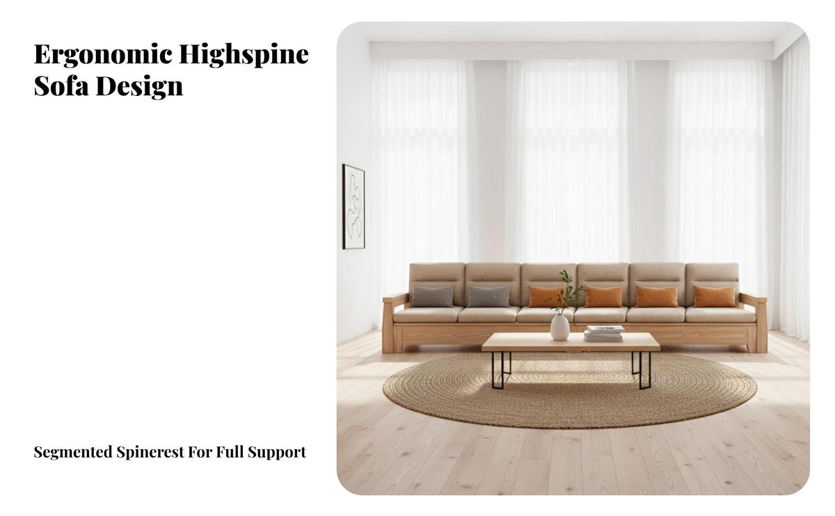 Sofa with Integrated Storage Table Nordic Design Couch sturdy Wood Frame Living Room Furniture for Families, Lounge Area, Large Apartment, Home Theater