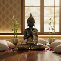2 Pieces Thai Buddha Statue Gift Idea Buddha Statue Hand Painted for Restaurant