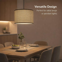 Woven Lampshade for Table Lamp, Cylindrical Lamp Shade Soft Light, Table Lamp Li #variant:Grid pattern