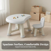 Child-Safe Design Peanut Shaped Kids Desk Sturdy Construction Kids Table and Chair Set Rounded Edges children's Study Desk and Chair Easy to Clean for Preschoolers, Daycare Providers, Playroom, Nursery, Classroom, Art Corner