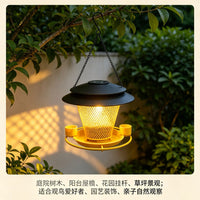 Solar Powered Iron Bird Feeder with Light