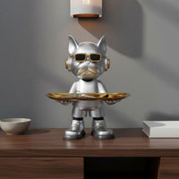 French Bulldog Butler Statue Multi-Functional Double Tray Storage Ornament