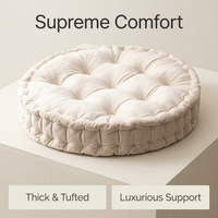 Round Floor Cushion, Thick Seat Pad for Living Room Floor, Meditation Cushion Ad #variant:Off-White