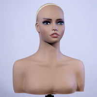 欧美欧美化妆假人头模假发饰品展示双肩半身女模特头PVCMannequin