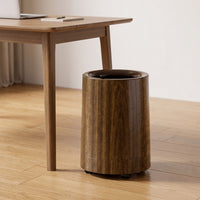 Wood-Grain Trash Can with Lid | Rectangular, Trash Can with Wheels, for Living Room