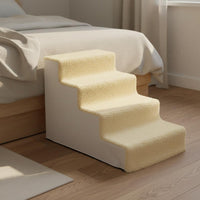 4-Step Pet Stairs Lightweight Puppy Sofa Stairs Dog Bed Steps Easy Assembly Soft Cat Climbing Ladder Machine-Washable Cover