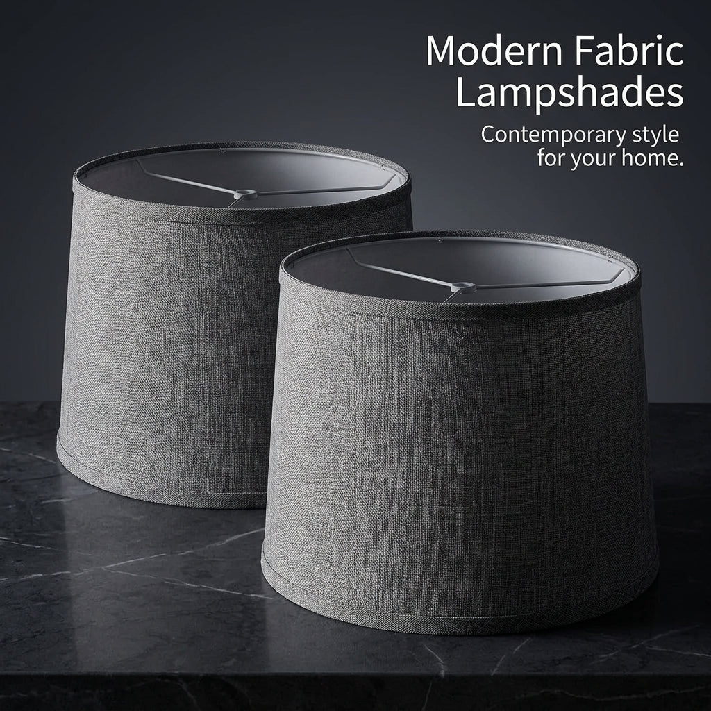Table Lamp Shade 2 Pack with Foldable Textile Lampshade for Easy Storage, Light Set for Living Room and Bedroom