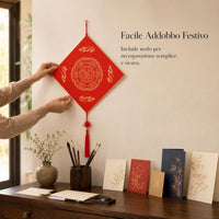 Thickened Red Xuan Paper Square Cards for Chinese New Year Blessings, Semi-Sized, Blank for Calligraphy, with Gold Border