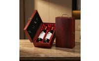 Wooden Wine Gift Box Double-Bottle Wine Box with Handle Elegant Portable for Gifting, Weddings, Anniversaries