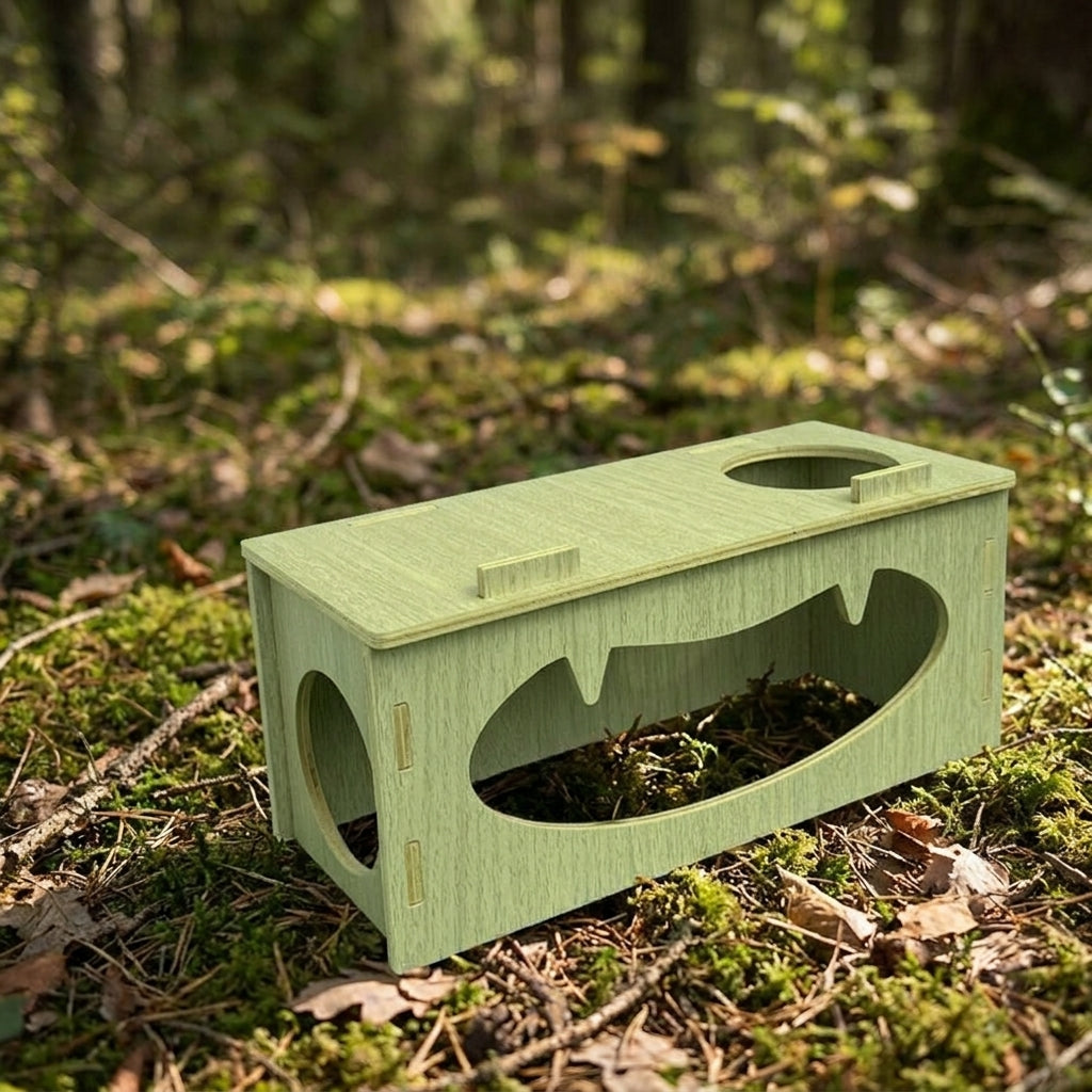 Wooden Hamster House and Tunnel, Poplar Wood Compressed Board Single Chamber Burrow for Syrian or Dwarf Hamster DIY Habitat and Cage