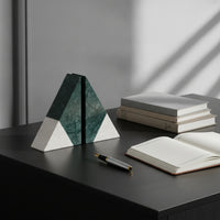 Marble Bookends Polished Stone Bookend  with Flat Base for Readers, Home Office