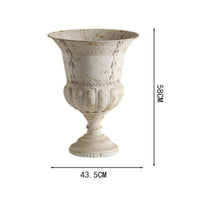 Roman Column Planter Ornate Design Plant Pot Weathered Look for Entryway