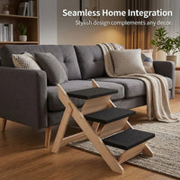 Dog Steps for Bed and Sofa with Adjustable Height, Wooden Ramp for Small to Medium Pets, Wide Stable Design for Home Furniture, Dachshund Friendly