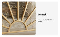 Peacock Fireplace Screen Handcrafted Decorative Metal Easy Assembly Freestanding Fireplace Cover for Pet Owners