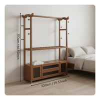 Freestanding Clothes Rack with Cabinet Large Capacity Wardrobe Organizer with Drawers and Shelves Space Saving Coat Stand with Storage for Closet