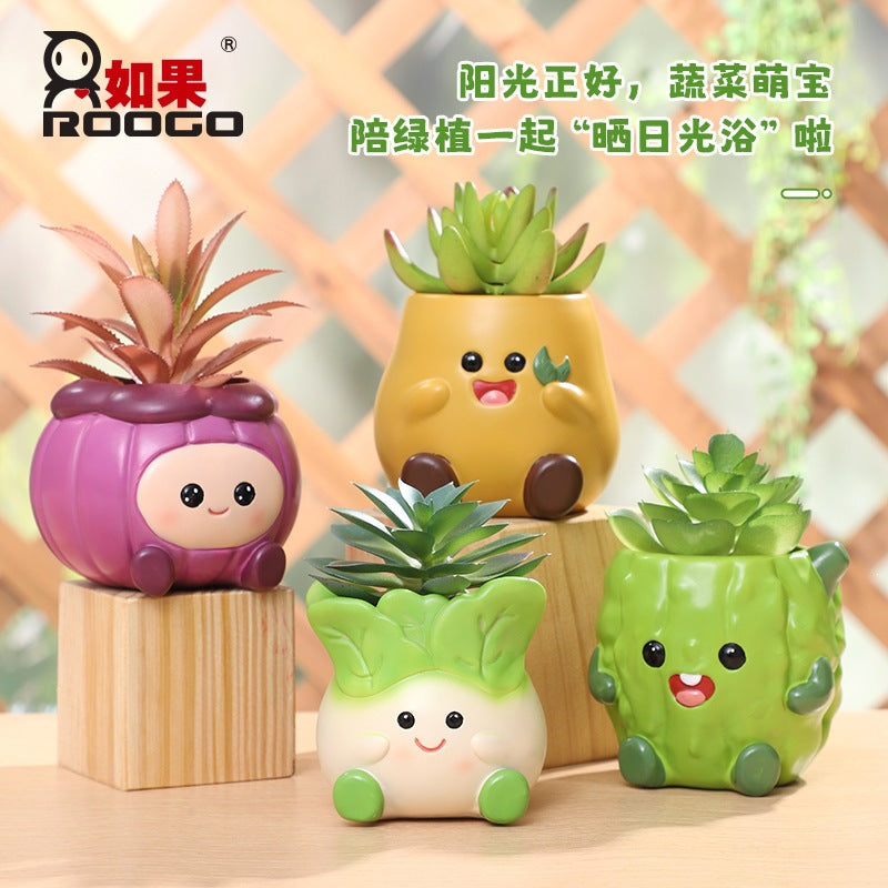 Creative Vegetable Cartoon Flower Pot Resin Succulent Planter for Office Desk