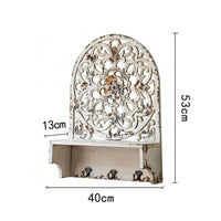 Entryway Shelf with Hooks Distressed Key Holder with Shelf Ornate for Hallway