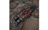 Leather Bracer with Straps Adjustable Bracer with Buckle Fastening Edgy Wrist Guard for Cosplayers, Halloween, Theme Parties