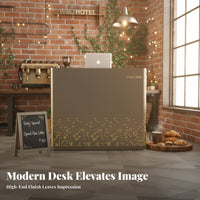Compact Footprint Complimentary Standing Welcome Desk Modern and Sleek Small Lighted Cashier Counter Customizable Logo Illuminated Information Desk for Restaurant Owners, Retailers, Hotel Managers, Retail Shop, Salon