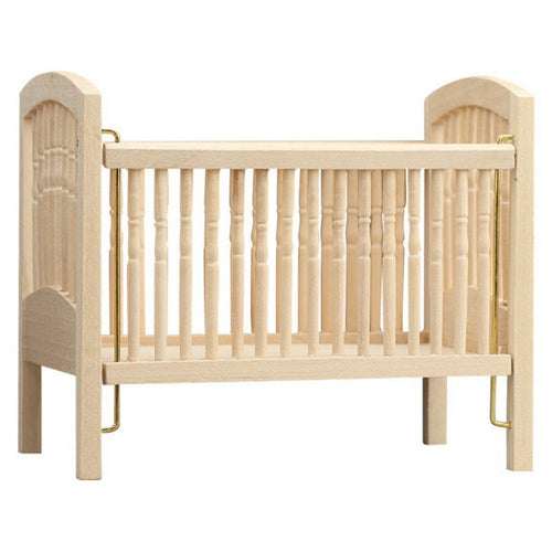 1/12 Dollhouse Crib Unfinished Doll Crib Paintable Dollhouse Cot for Crafters