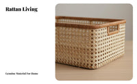 Lidded Woven Basket Handwoven Household Storage with Lid for Living Room, Women