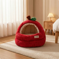 Enclosed Pet Bed Semi-Enclosed Cave Bed Soft Pet Bed with Removable Pad for Kittens, Small Dogs, Living Room, Bedroom