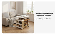 Movable with casters Adjustable C-Shaped End Table Space-Saving C-Shaped Rolling Table 2-Tier Storage Mobile trolley Lockable Casters for Apartment Dwellers, Students, distant Workers, Living Room, Small areas, Bedroom, Home Office