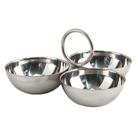 3-Compartment Serving Dish Stainless Steel Serving Tray with Handle for Parties