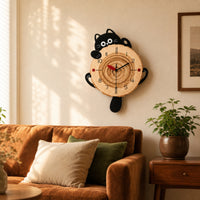 Cat-Shaped Wall Clock Whimsical Cat Clock Lovely for Living Room