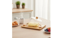 Rectangular Bamboo Butter Dish Countertop Butter Dish with Cover for Breakfast, Fridge Storage