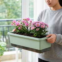 Planter Box for Vegetables, Outdoor Rectangular Planter Box, Auto-Watering Synthetic Material Pot with Integrated Drainage, Weather Resistant