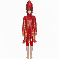 Squid Costume Metallicappearone-Piece Costume with Hood Novelty Bodysuit for Stage Performances