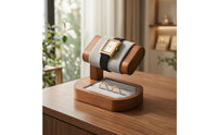 Watch Stand with Lumber-Grain baseGrain Watch Display Stand Padded Wristwatch Display Holder for Retailers, Showcase, Countertop, Dresser