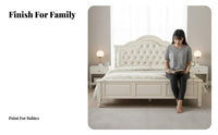 Continental design Upholstered Panel Bed Light Luxury Design Bedroom Furniture High Headboard Bedstead Easy Assembly for Newlyweds, partners, Homeowners, Home, Villa, Apartment, Guest Room