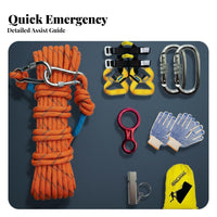 7 Pieces Wear-Resistant High-Elevation Escape Rope Set Anti-Slip Emergency Rappelling System Steel Wire Core