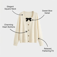Ladies Long Sleeve Tops with Square Neckline and Bow Detail, Loose Fit Blouse for Women Office Wear and Work, Plus Size Polyester