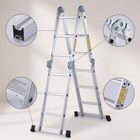 Aluminum Step Ladder Foldable Folding Step Ladder Multi-Angle for Home Hobbyists, Homeowners, Home Maintenance, Garage, Workshop
