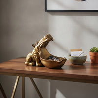 Hippo Figurine with Bowl Unique Candy Dish Eye-Catching for Console Table