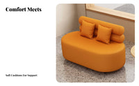 Upholstered Loveseat with Rear Rest Pillow Rear Comfortable Upholstery Cafe Booth Modern Aesthetic Rounded Edges