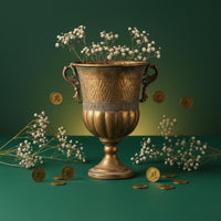 Golden Patina Finish Vase Easy to Clean Antique Metal Vase Reusable Home Decor for Guesthouse, Hotel