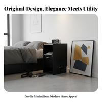 Narrow Bedside Cabinet Space-Saving Nightstand Easy Assembly for Homeowners